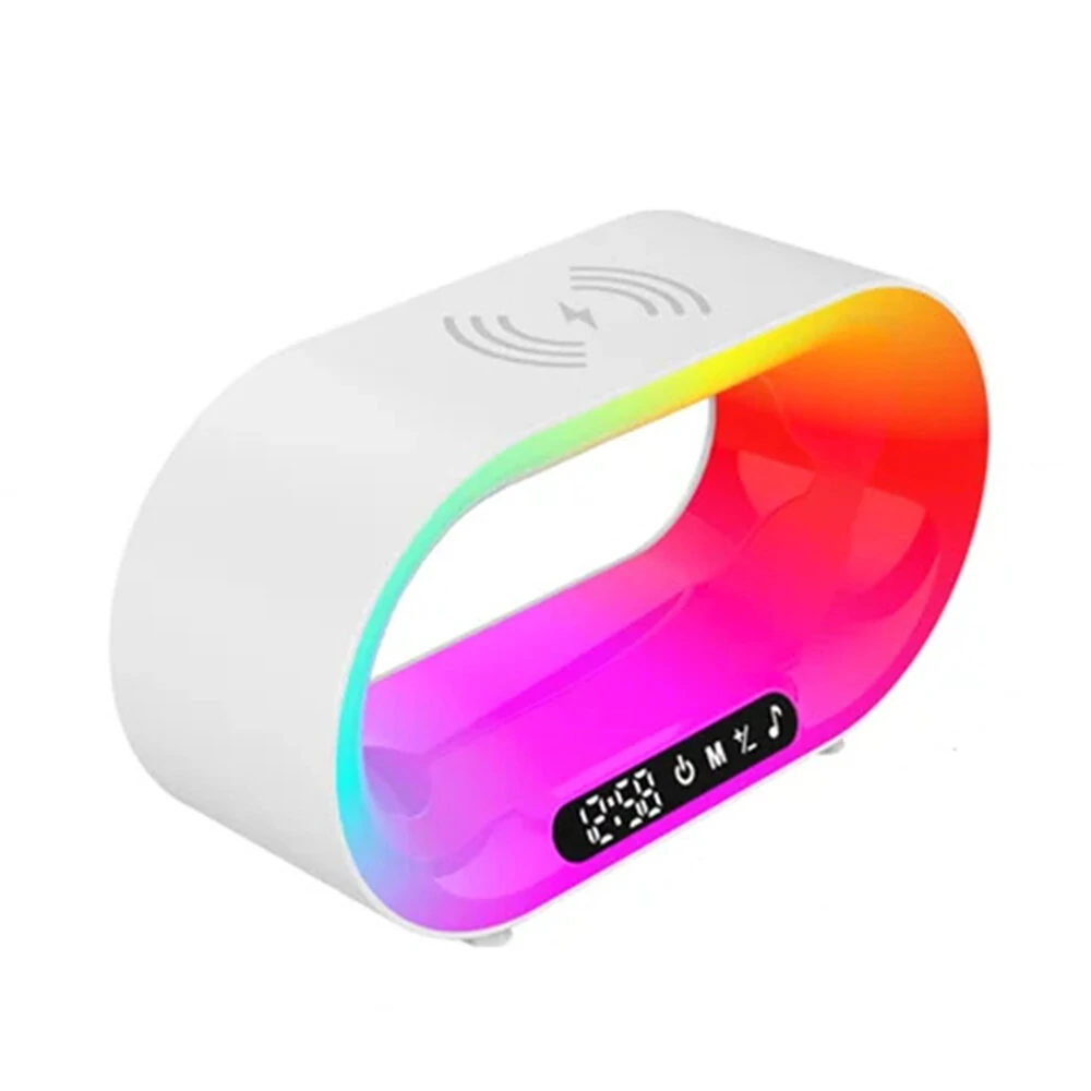 Multi-function 3 In 1 LED Night Light APP Control RGB Atmosphere Desk Lamp Smart Multifunctional Wireless Charger Alarm Clock (image for) Multi-function 3 In 1 LED Night Light APP Control RGB Atmosphere Desk Lamp Smart Multifunctional Wireless Charger Alarm Clock